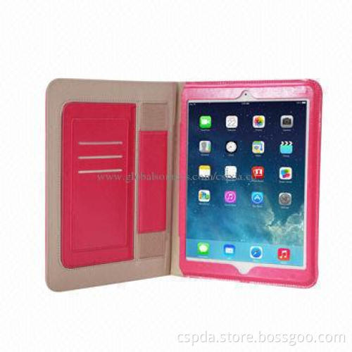 New Arrival Super Slim Book Case for iPad Air with Hand Strap and Name Card Slot